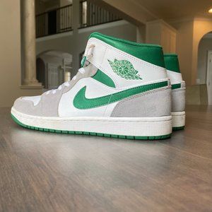 Men's Air Jordan 1 Mid Grey Pine Green 10.5